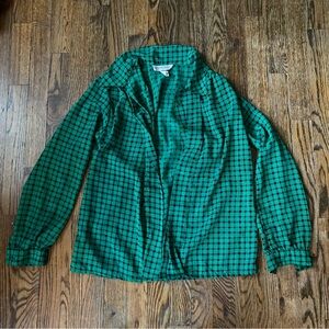 Green and black flannel button down